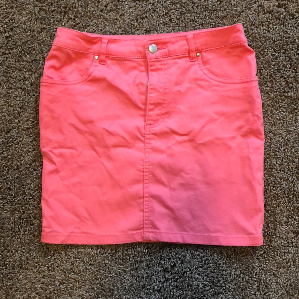 Pink denim skirt